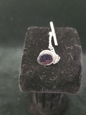 Hickok Silver Tone "Galaxy" Finish Blue Cabochon Tie Tack